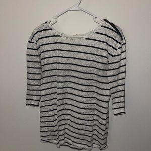 Lace quarter sleeve blue and white strips